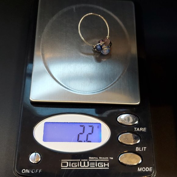 Size 8 Sterling Silver Handmade Wire Multiple Cat's Eye Stone Ring - Picture 6 of 6